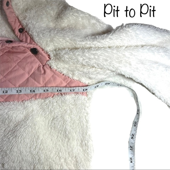 Boutique Pink White Fuzzy Teddy Bear Sherpa Pull On Sweatshirt Sweater Size S - Picture 12 of 15